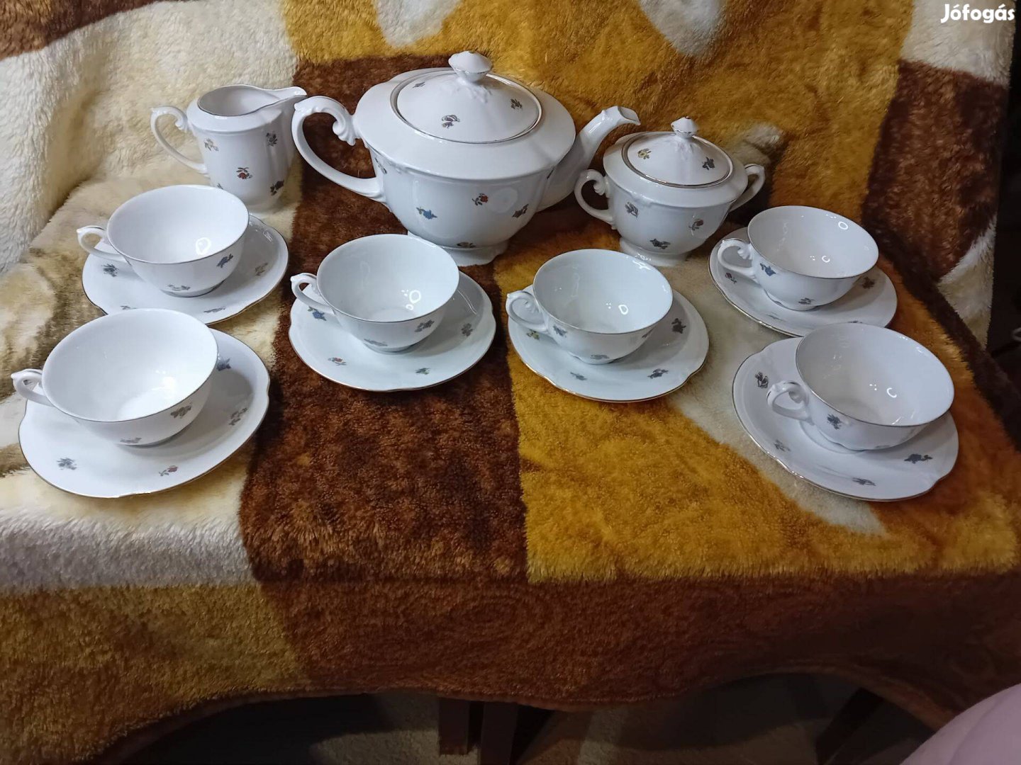 26031 Drasche porcelán ritka virágmintás teáskészlet
