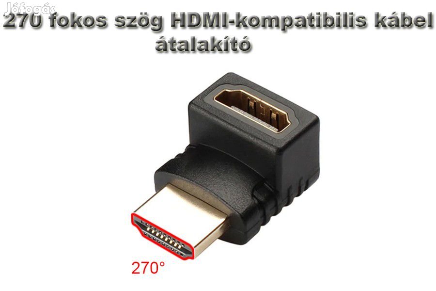 270 fokos HDMI derékszögű adapter kábel átalakító, HDMI aljzat - HDMI