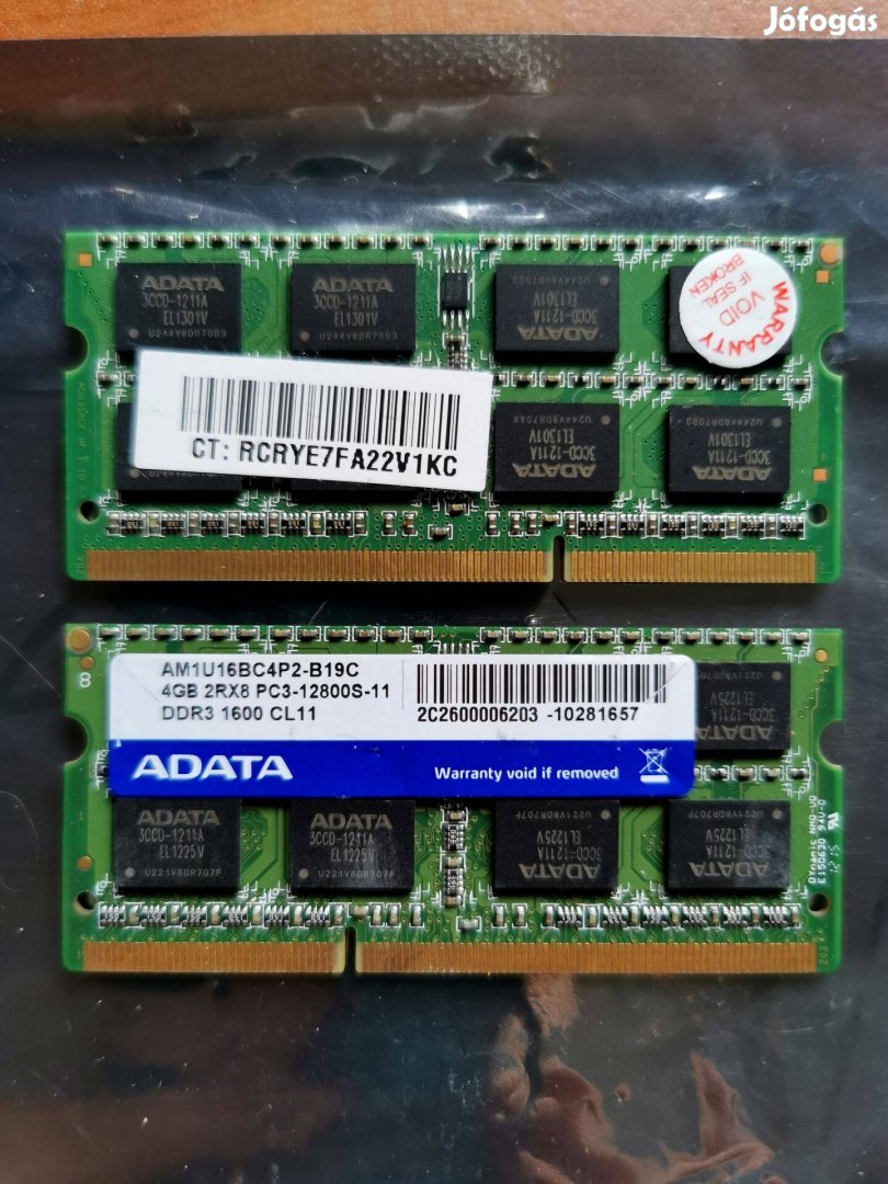 27/2 Adata AM1U16BC4P2 8gb 3 hó garancia 1600mhz PC3 DDR3 ram memória