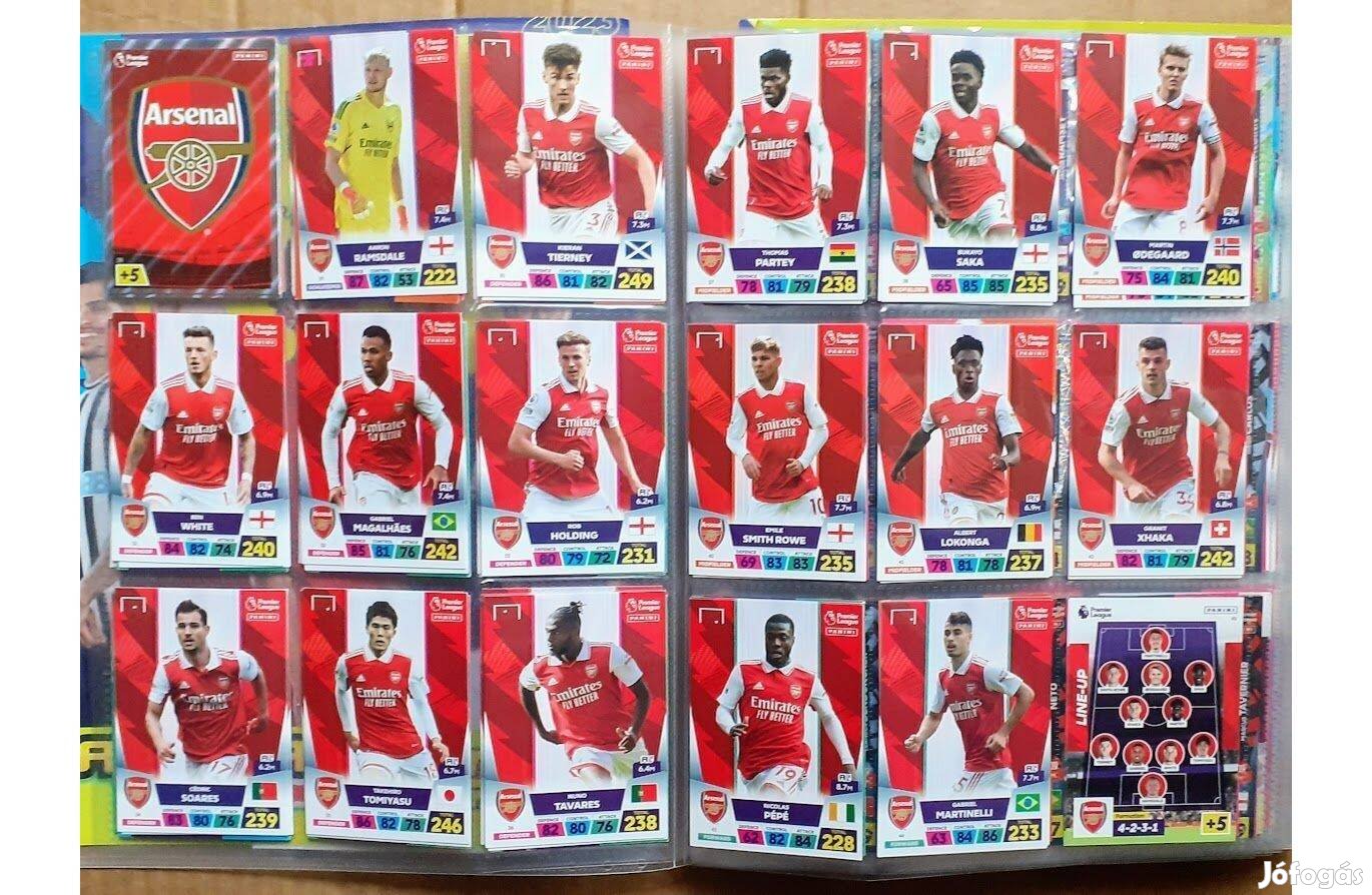 27 Arsenal focis kártya Premier League 2023 teljes alapsor extrákkal