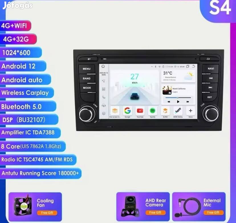 2Din Android Car Stereo multimedia eladó új Tolatokameraval