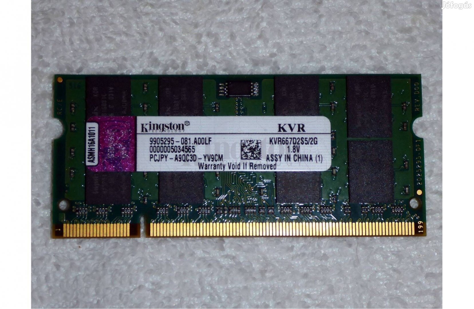 2GB DDR2 notebook RAM Kingston Kvr667D2S5/2G 667MHz SO-DIMM memória