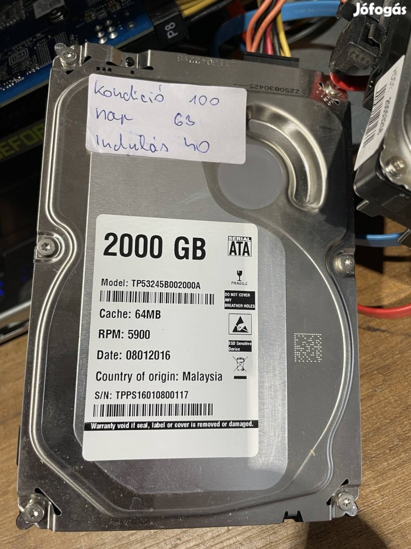 2TB 3,5" HDD 100/100% os 63 napot ment 40 indulás