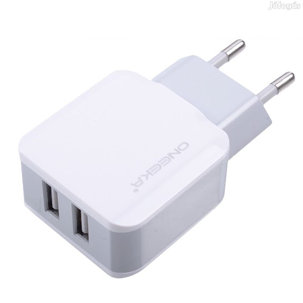 2.1A Hálózati töltő adapter 2 USB csatlakozóval , választható adatkáb