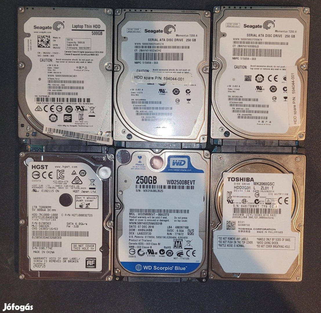 2,5" HDD Seagate, WD, HGST, Toshiba 200GB-1TB