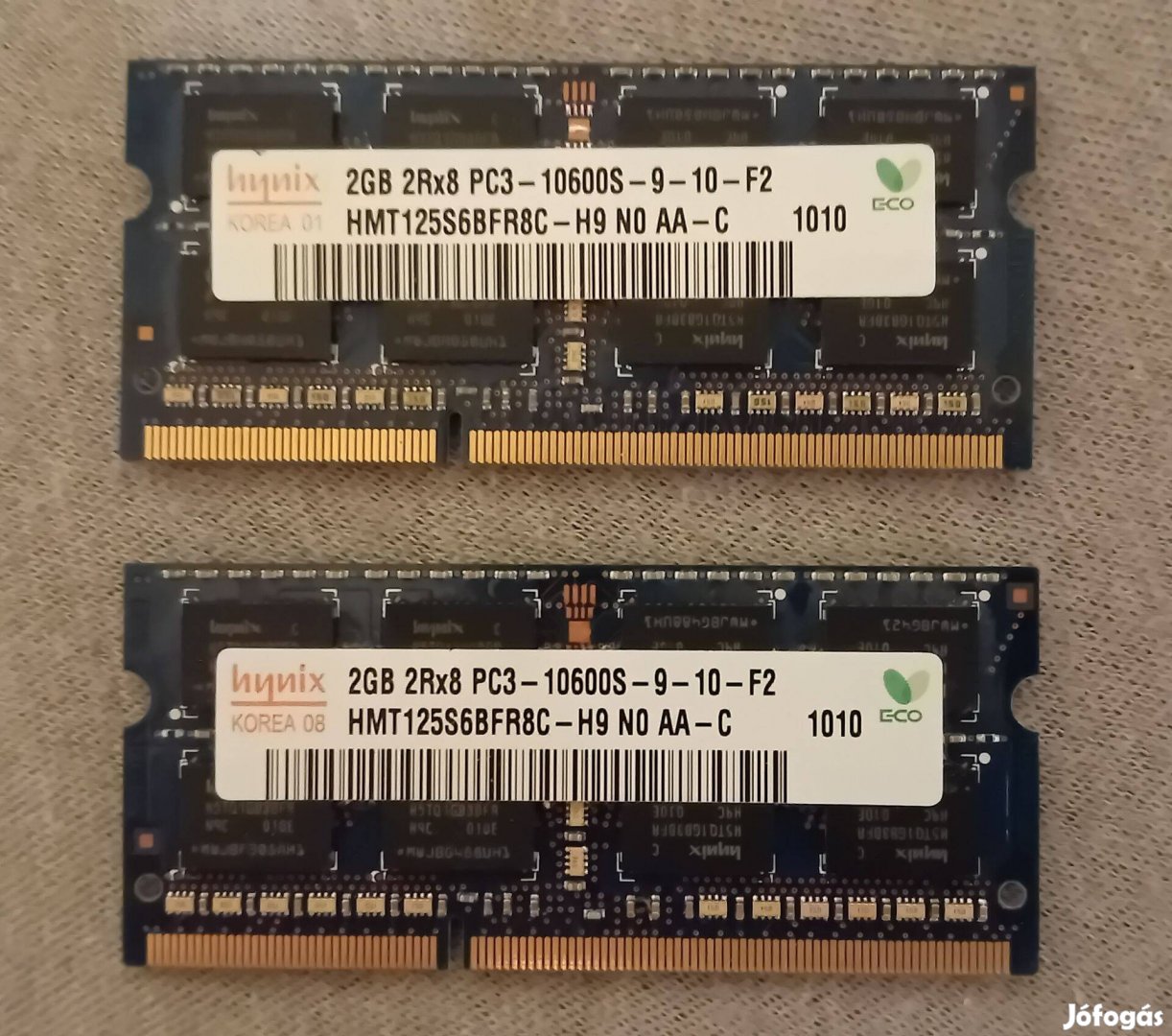 2 GB Hynix 1333 MHz DDR3 laptop RAM, 2 db párban 2k-ért