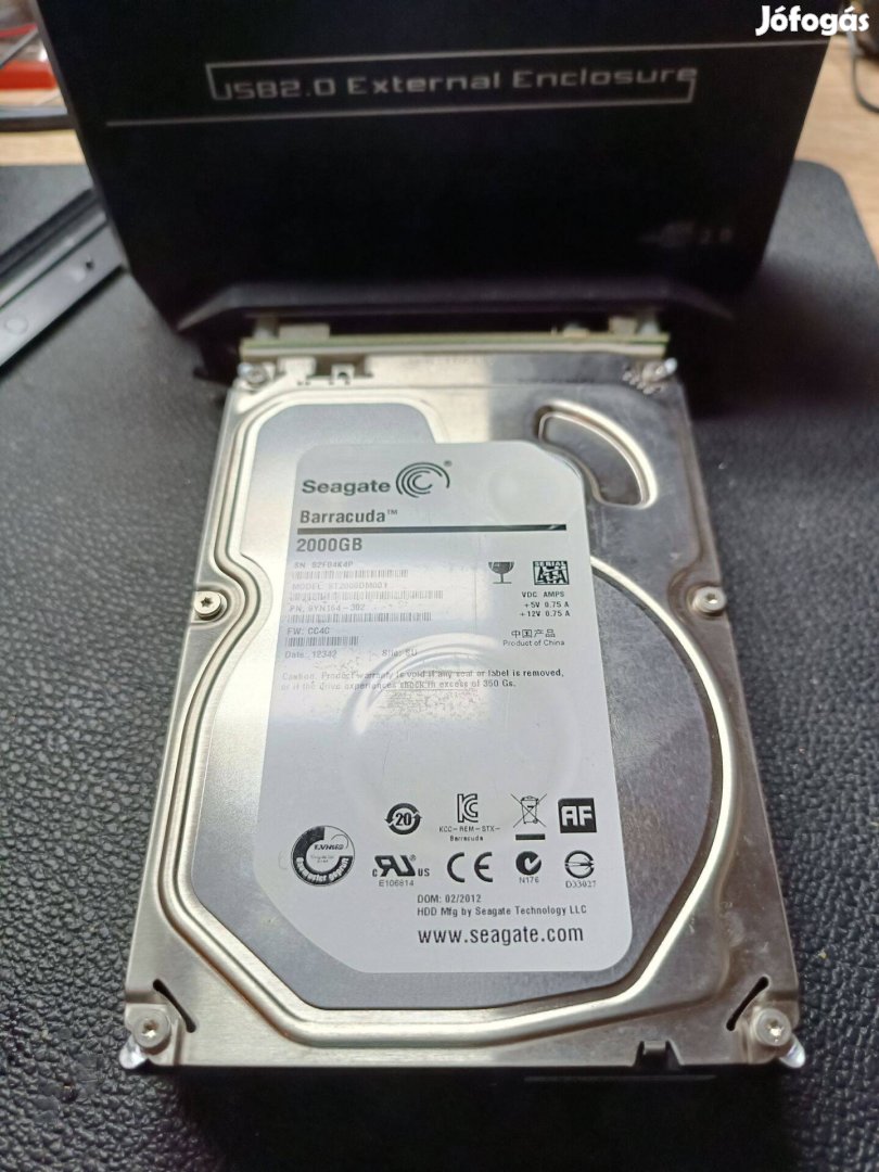 2 TB 3,5" külső HDD, merevlemez, winchester eladó