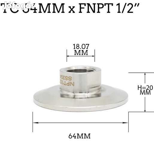 2"-os tri-Clamp átalakító 1/2"-os belső menet (3819)