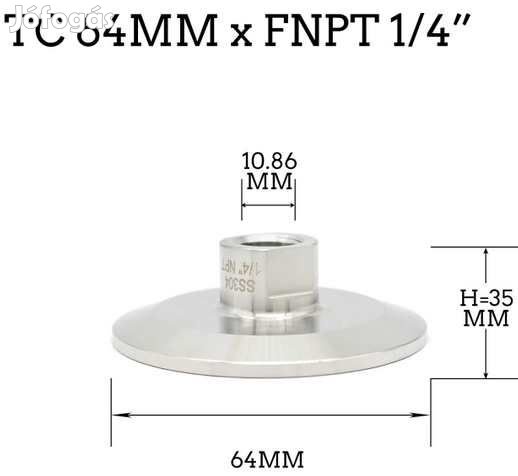 2"-os tri-Clamp átalakító 1/4"-os belső menet (3818)