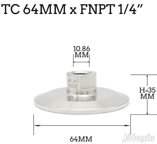 2"-os tri-Clamp átalakító 1/4"-os belső menet (3818)