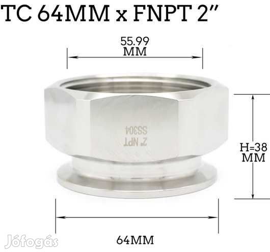 2"-os tri-Clamp átalakító 2"-os belső menet (3822)