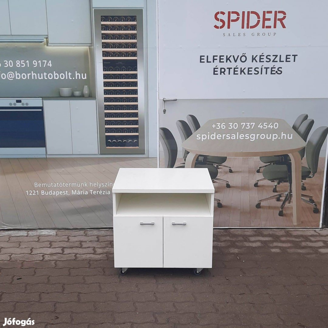 2 ajtós, alacsony szekrény, gépszekrény, fehér színű - használt