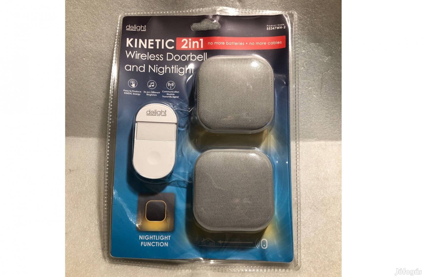 2 az 1-ben vezetéknélküli csengő és éjjelifény - Kinetic - dupla vevő