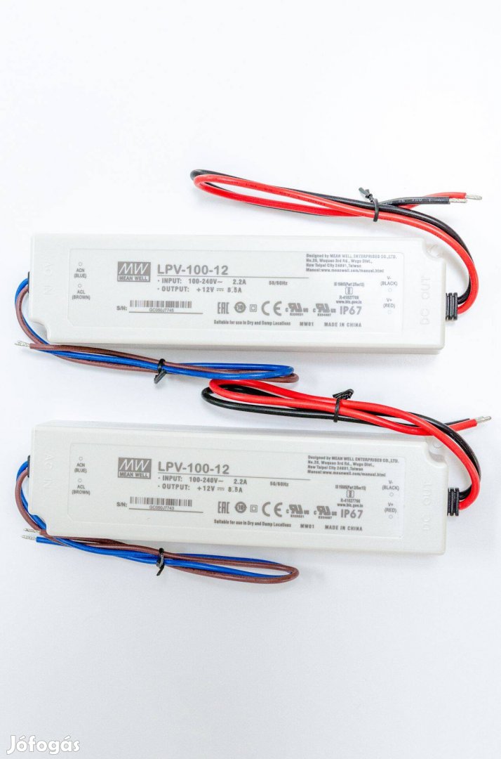 2 darab Meanwell LPV-100-12 12V-os LED tápegység