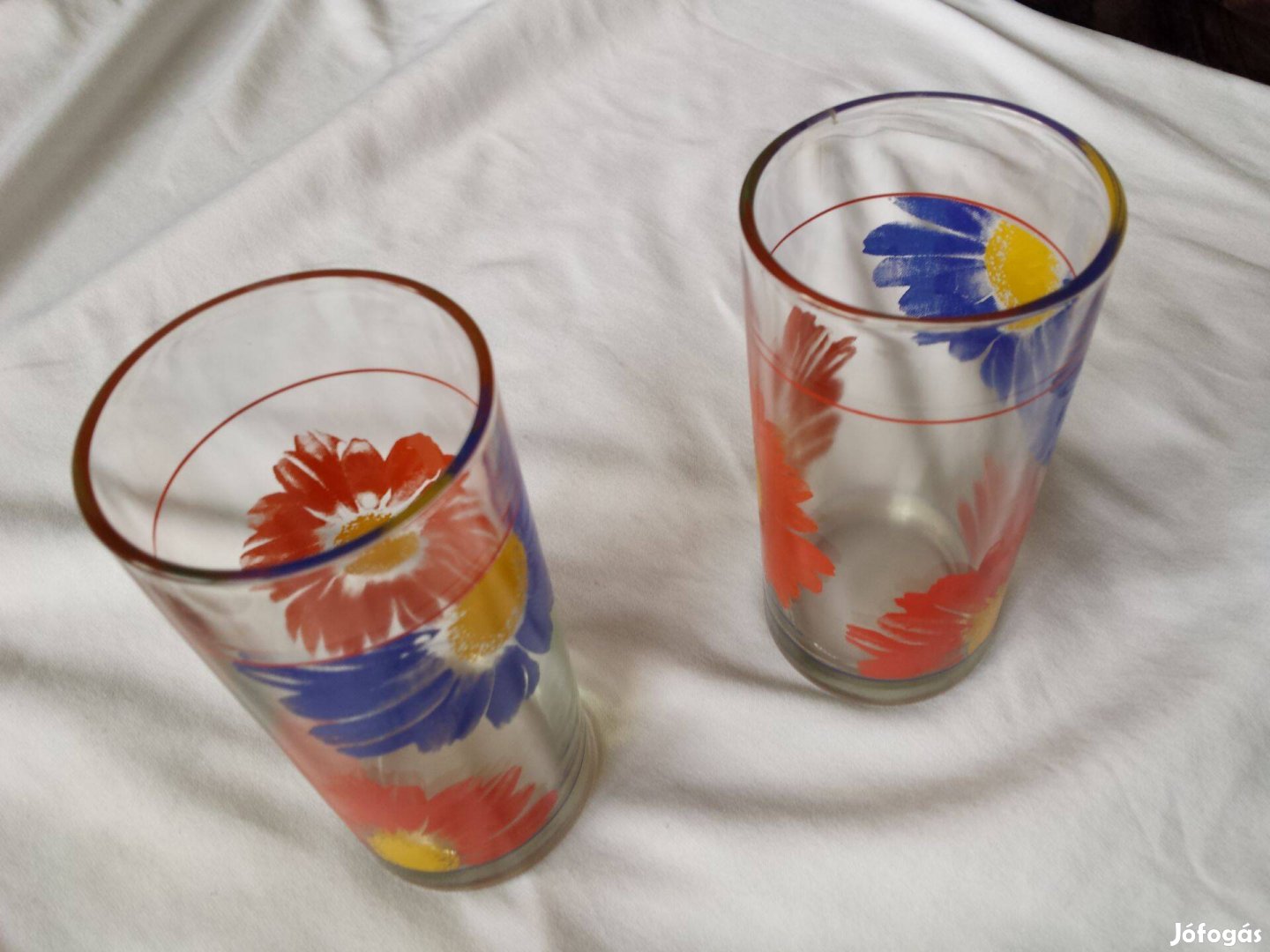 2 darab Vastag falú virágos új retró vizes pohár