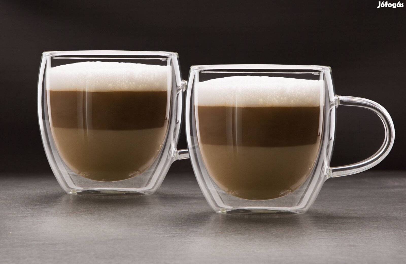 2 darab termo pohár duplafalú üveg csésze cappuccino kávé - 250 ml