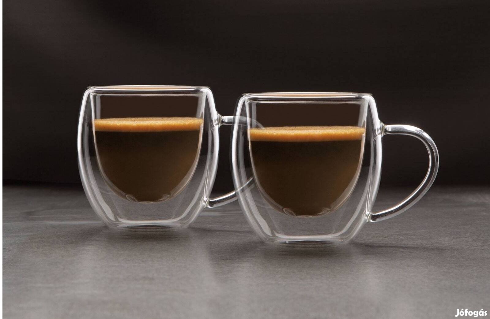 2 darab termo pohár duplafalú üveg csésze eszpresszó kávé - 80 ml