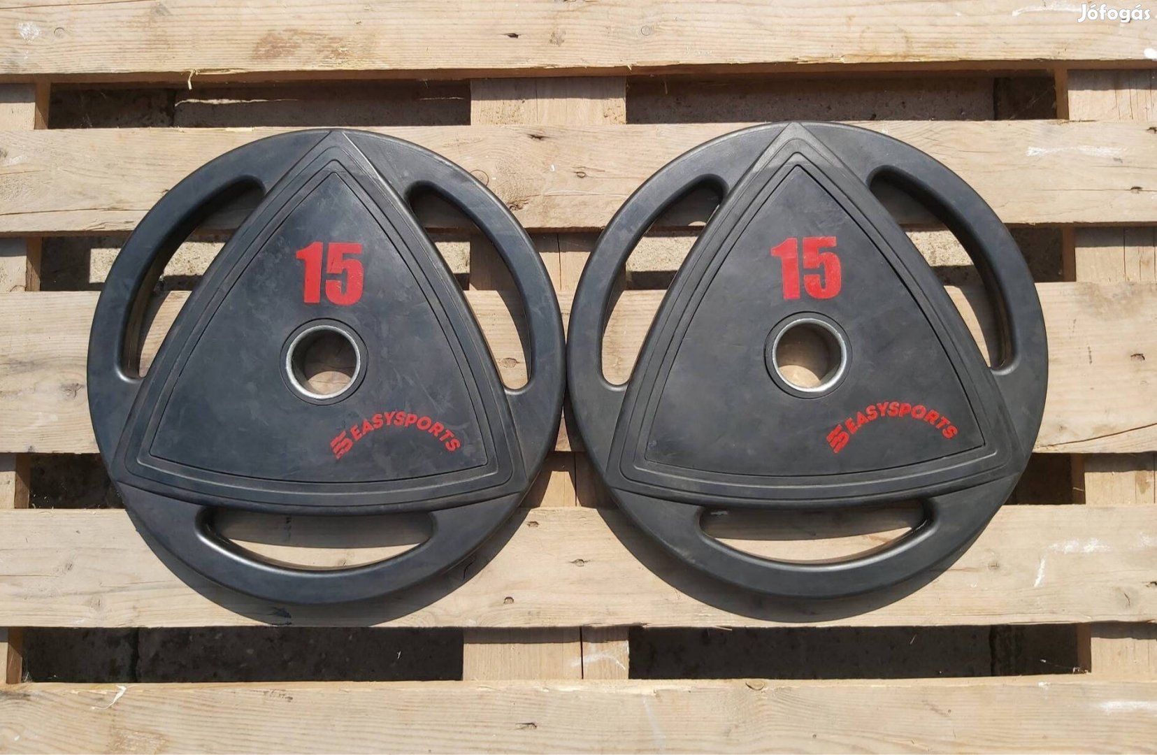 2 db 15 kg-os gumírozott fogantyús súlyzó 51 mm-es furattal