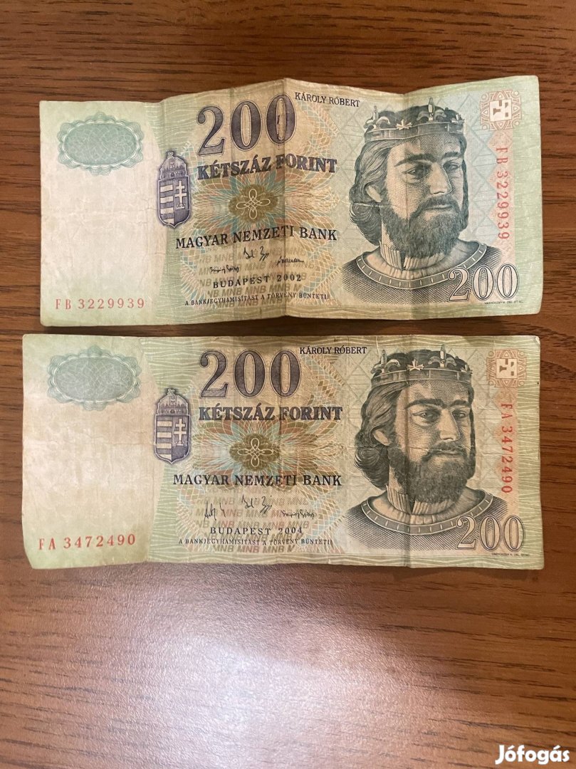 2 db 200 forintos bankjegy