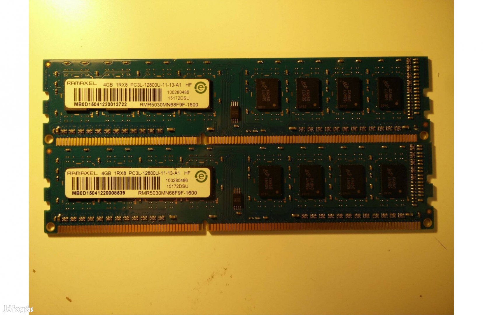 2 db 4 GB Ramaxel PC3-12800 DDR3-1600 tesztelt memória