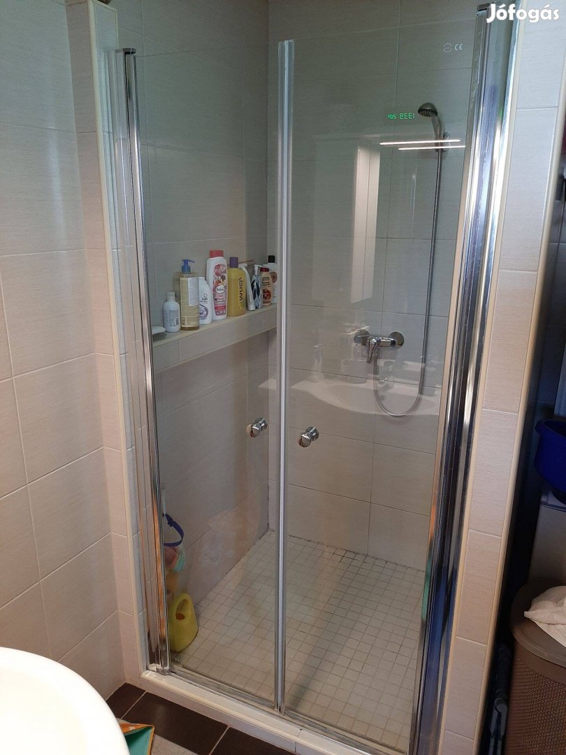 2 db 5 mm-es edzett zuhany üvegajtó 191*42 cm méretben Sanotechnik