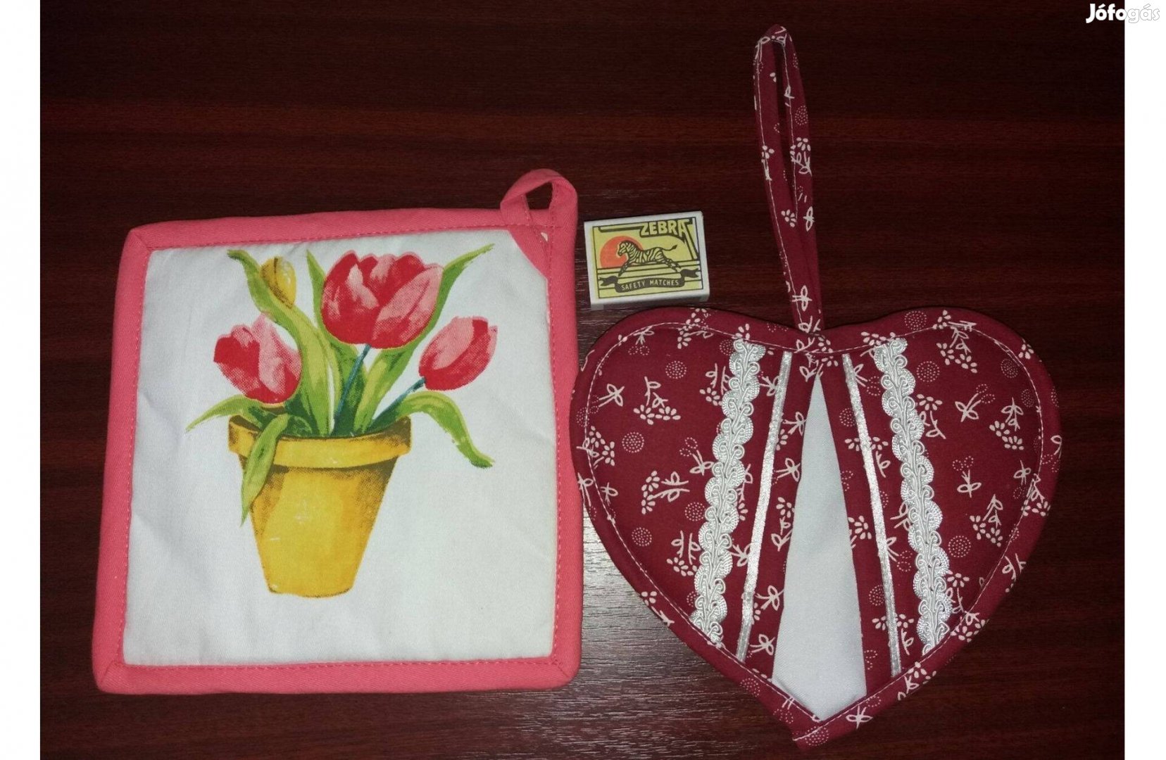 2 db Ajándék Új edényfogó tulipános szív alakú piros rózsaszín