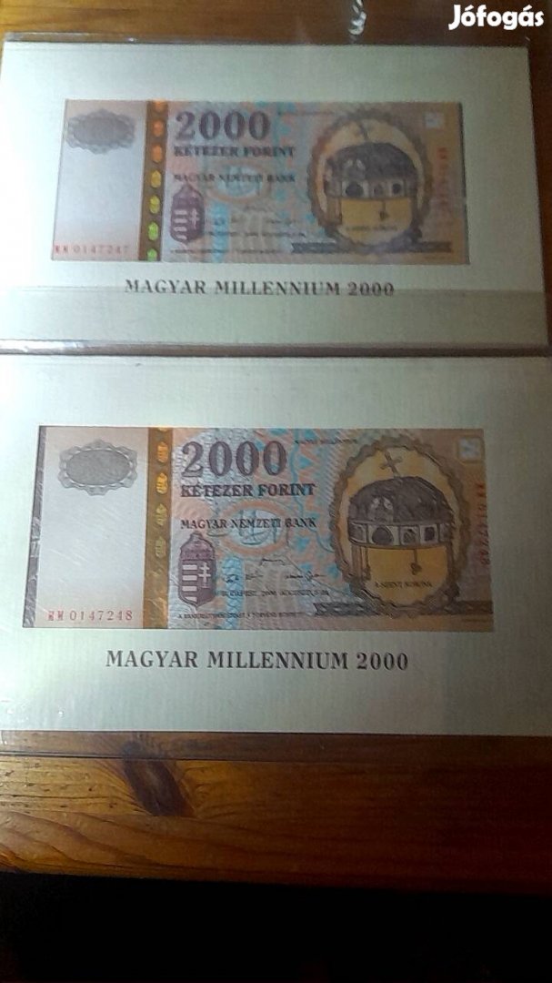 2 db.Aranyszálas millennium 2000 forintos.