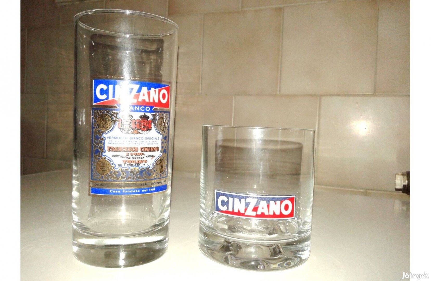 2 db Cinzano feliratú pohár egyben