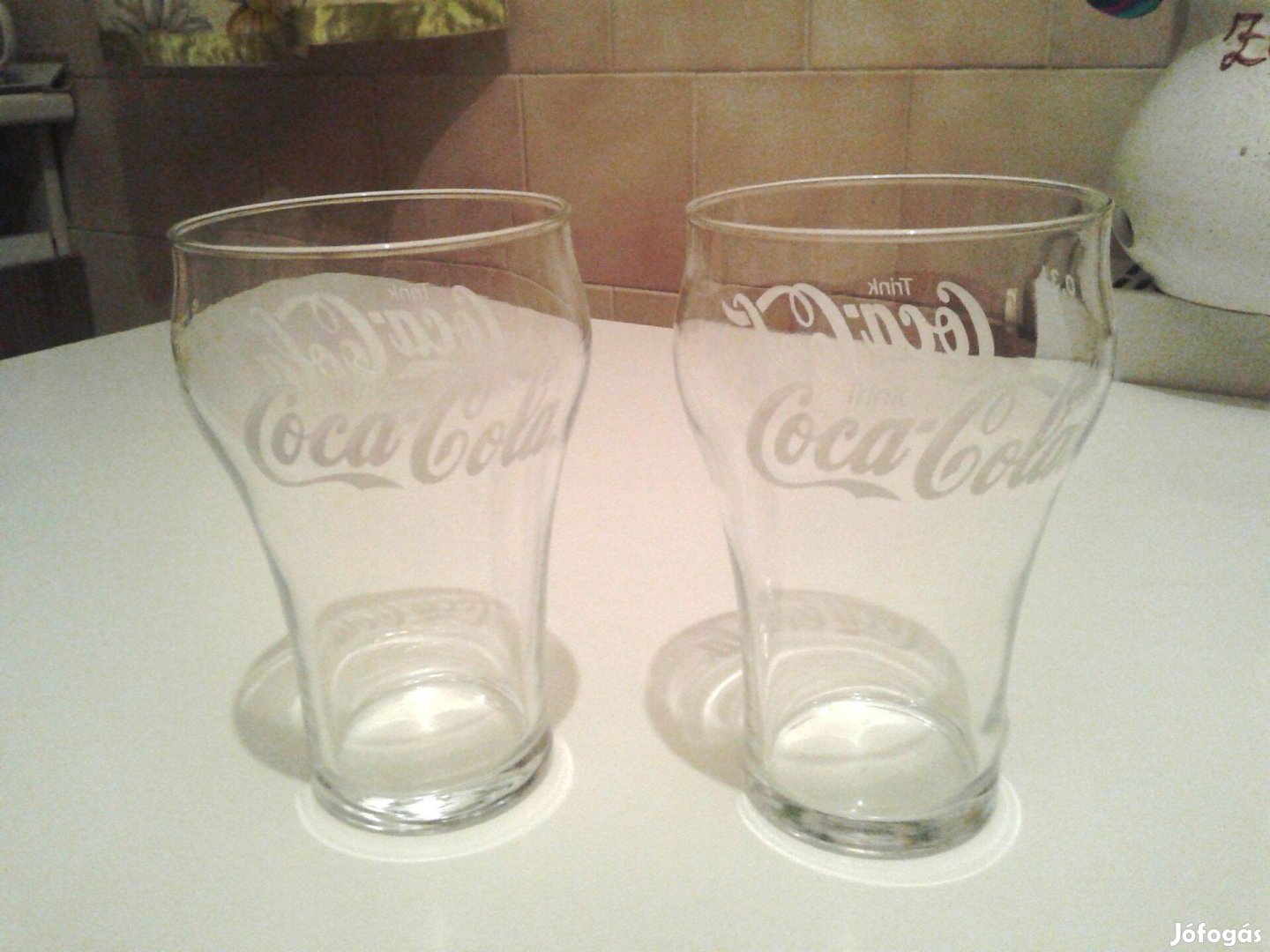 2 db Coca Cola feliratú üveg pohár egyben