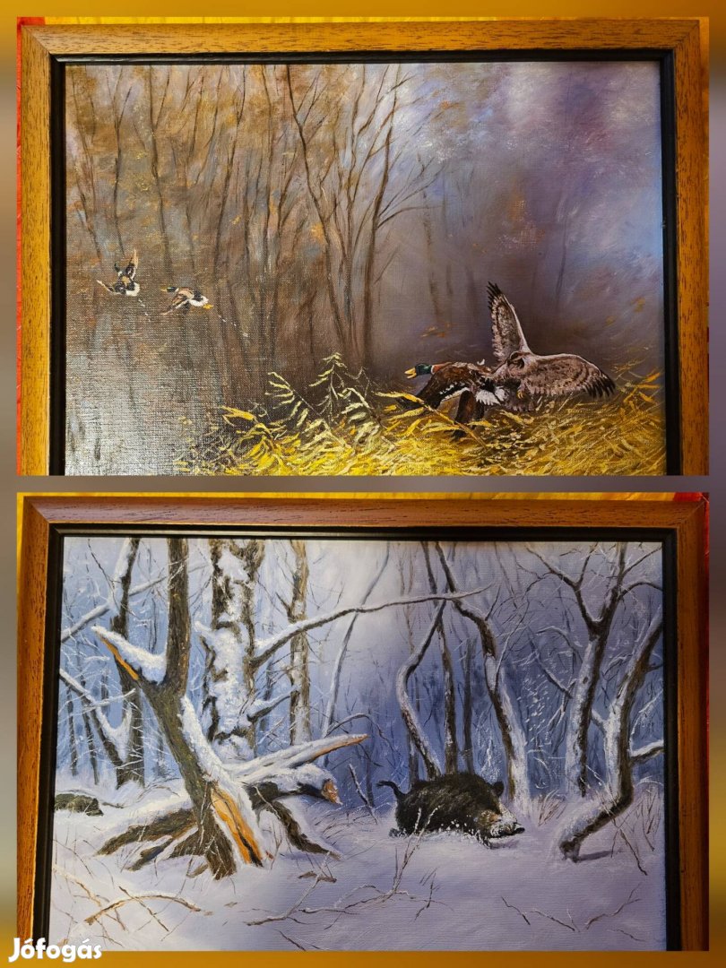 2 db Császár József szignált olajfestmény - együtt vagy