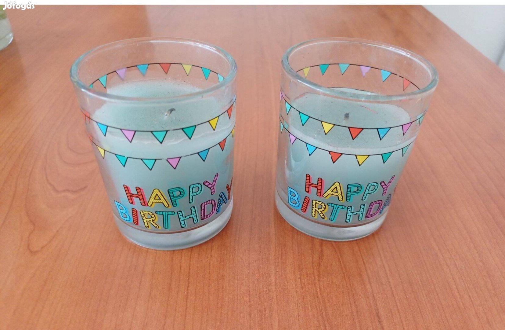 2 db Happy Birthday üveges gyertya