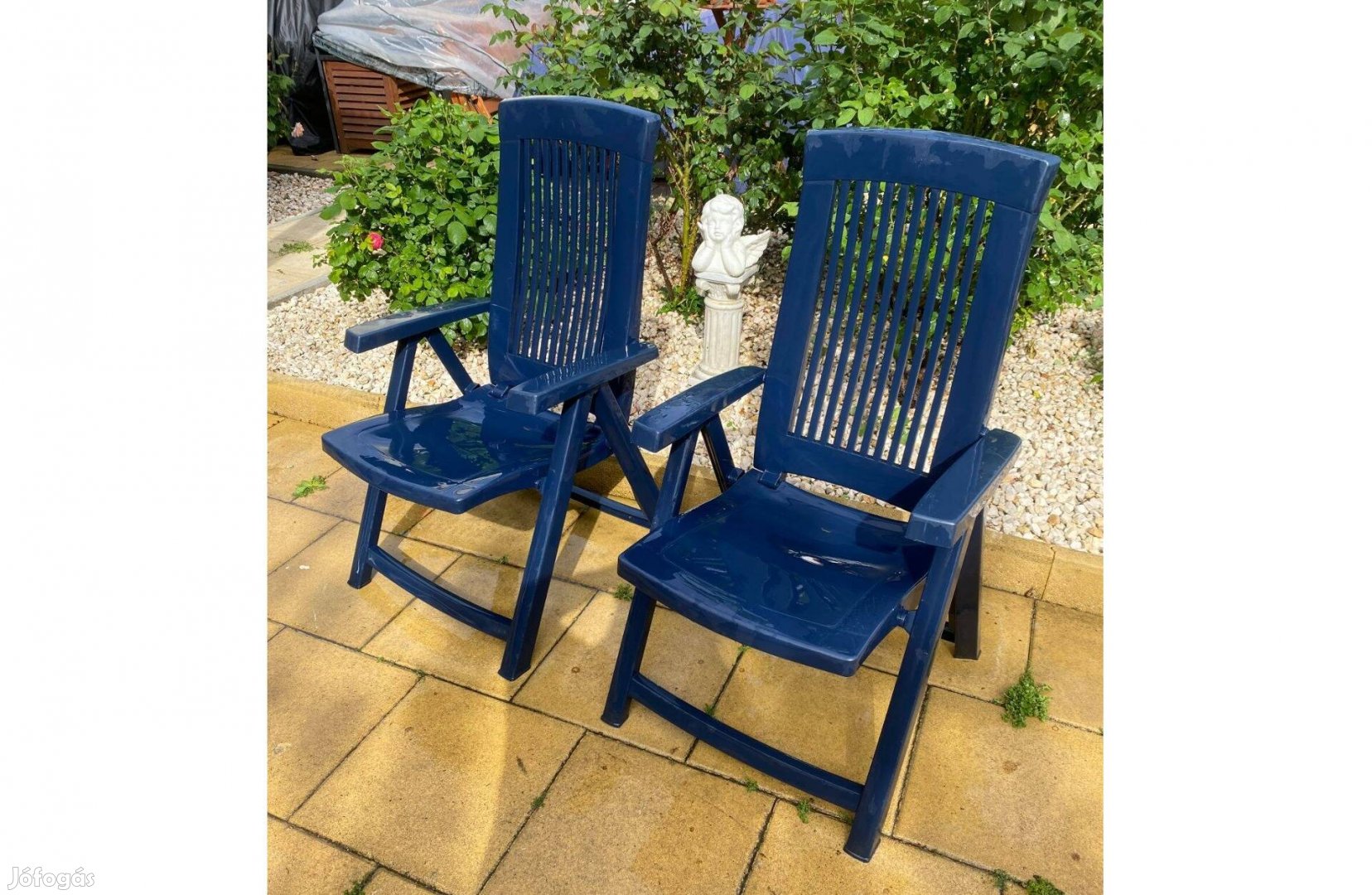 2 db Jardin Erős Műanyag Kerti szék Kék Összecsukható, Dönthető