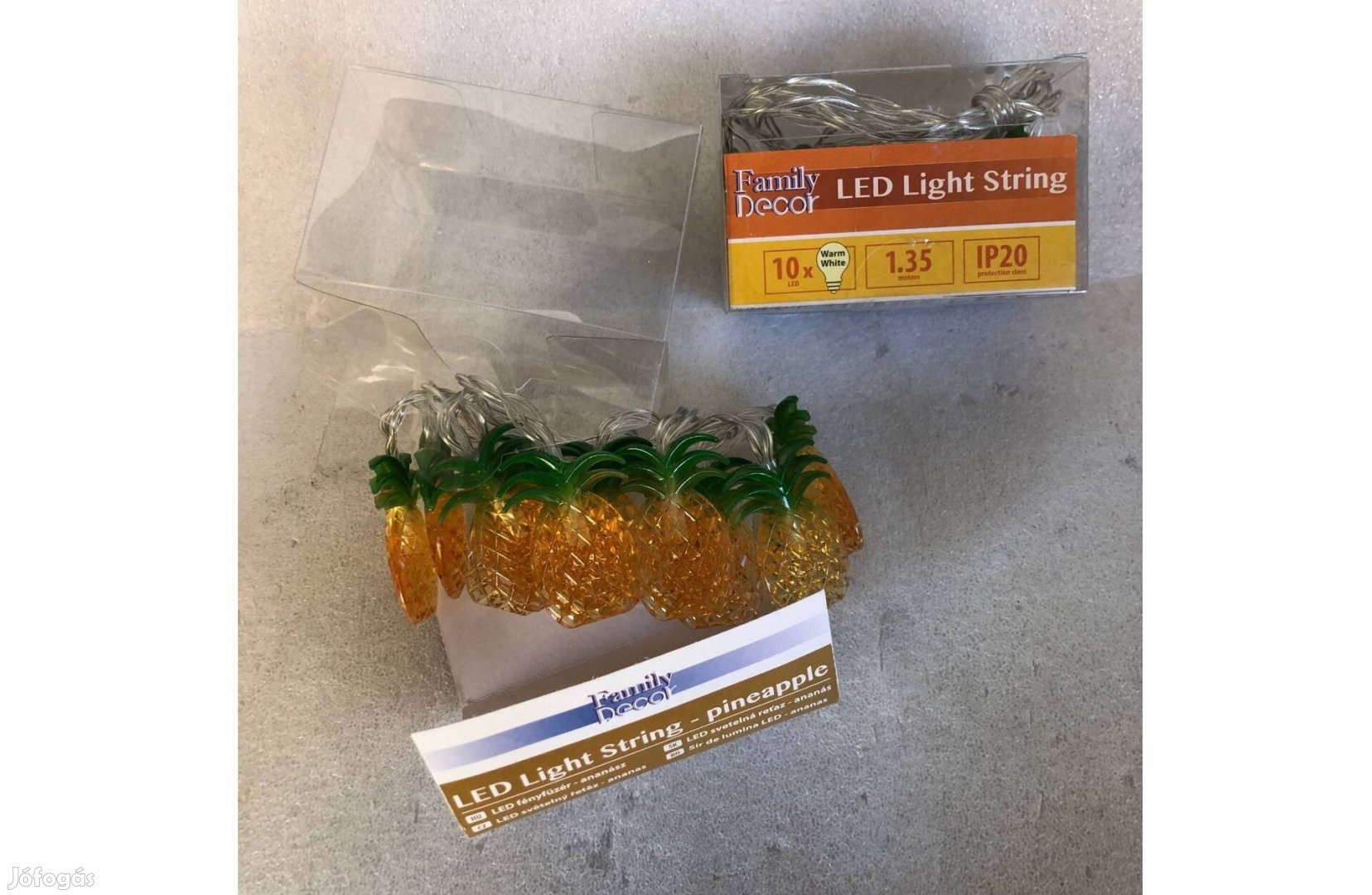 2 db LED fényfüzér - ananász - 1,65 m - 10 LED - melegfehér - 2 x AA