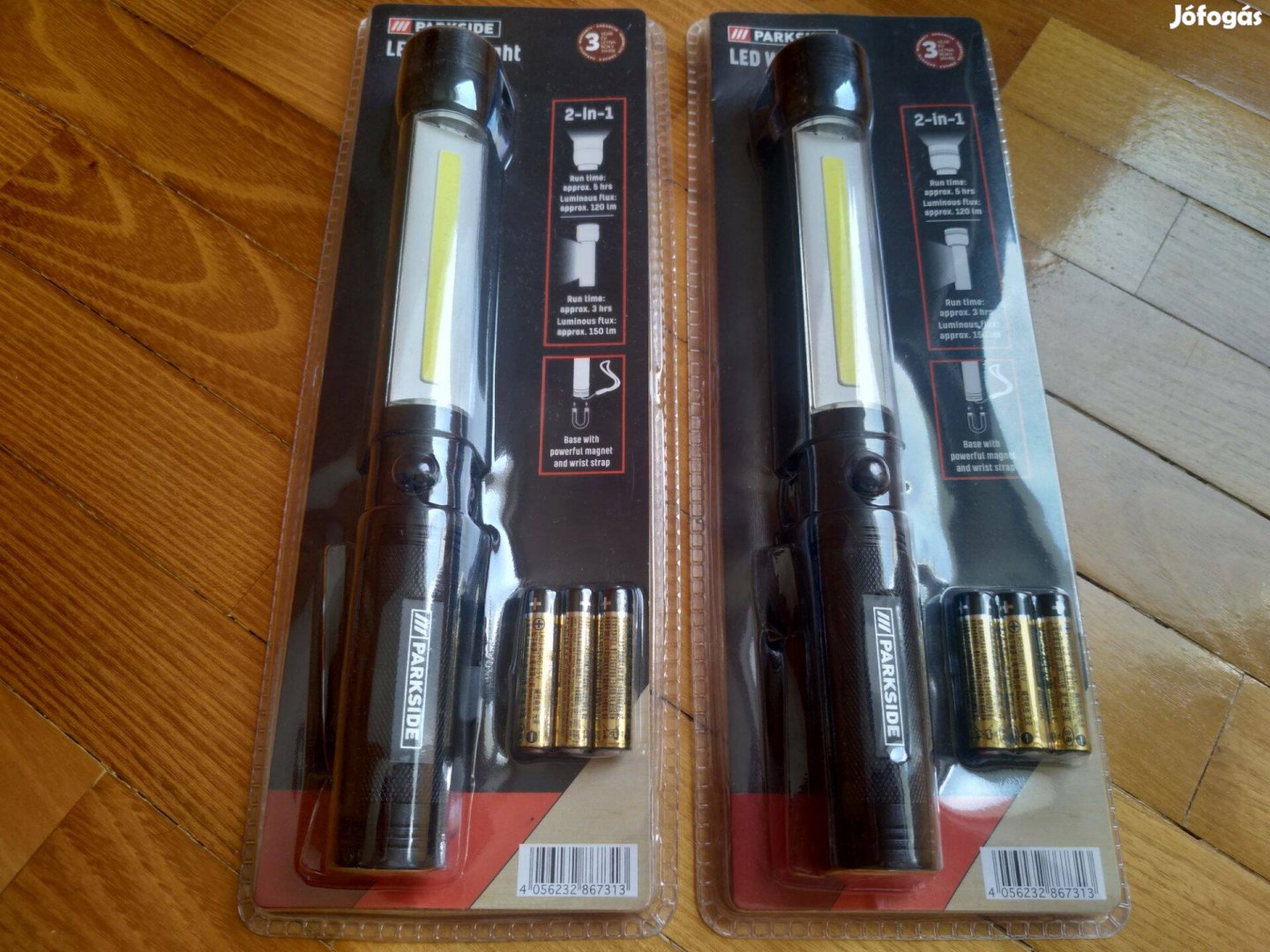 2 db Parkside LED aluminium elemlámpa, 3 db AAA micro ceruza elemmel