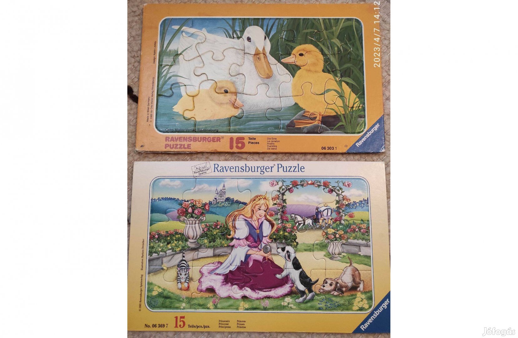 2 db Ravensburger puzzle, kirakó 15 db-os