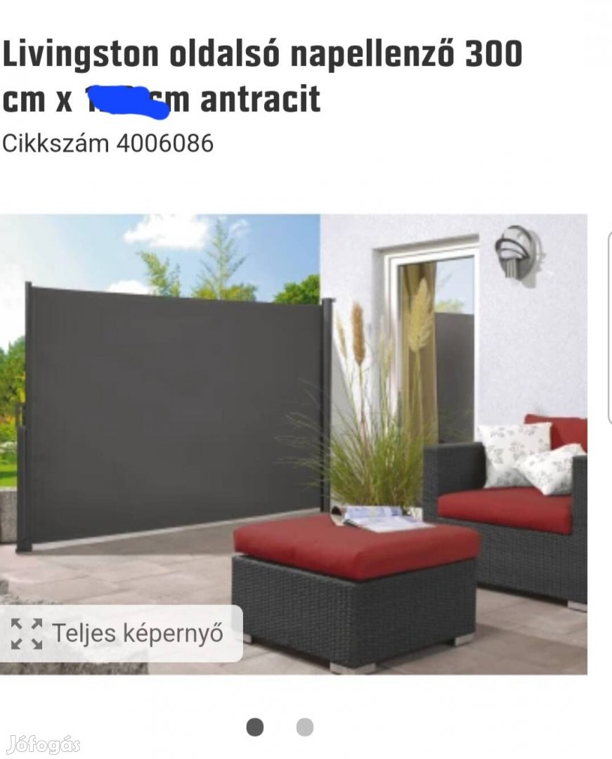 2 db Vízszintes árnyékoló 300x180cm új!