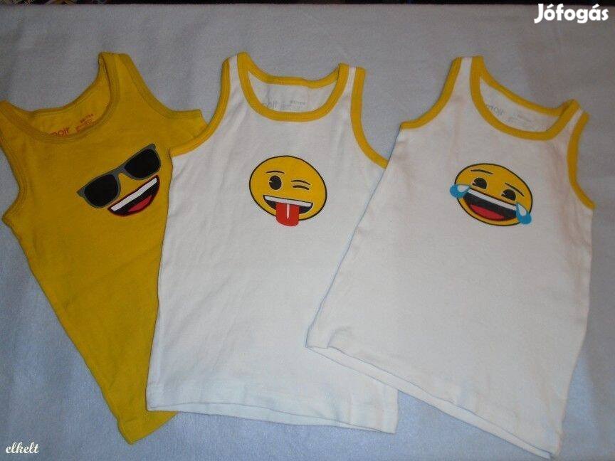 2 db emoji mintás és fehér trikó atléta 3-4 évesre (méret 98 / 104)