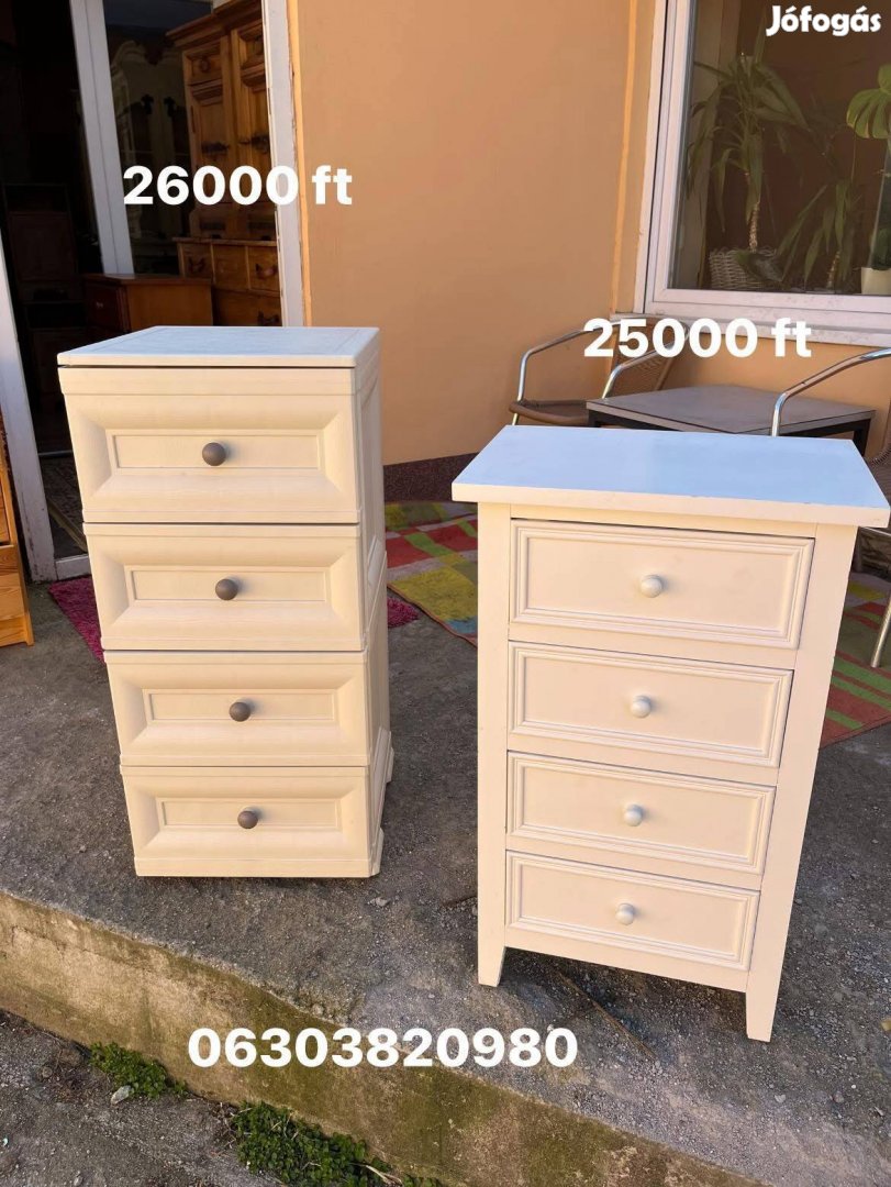 2 db fehér komód eladó26e,25000 ft bp.1171