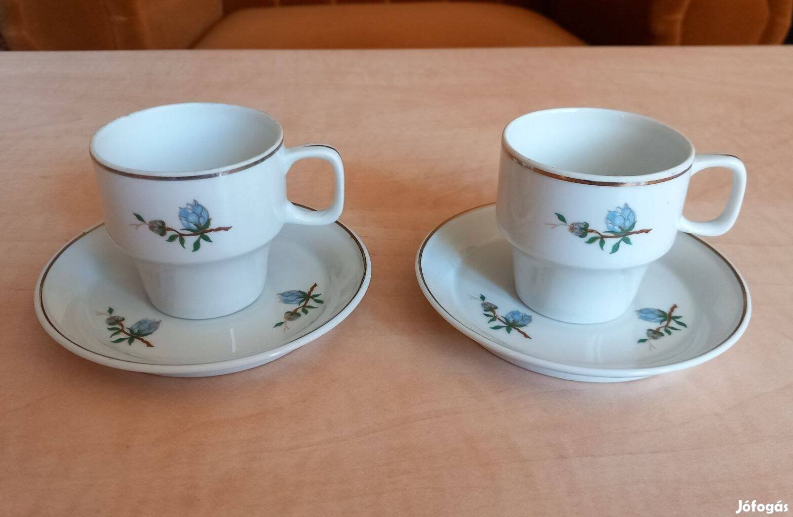 2 db hollóházi porcelán kávés csésze alátéttel