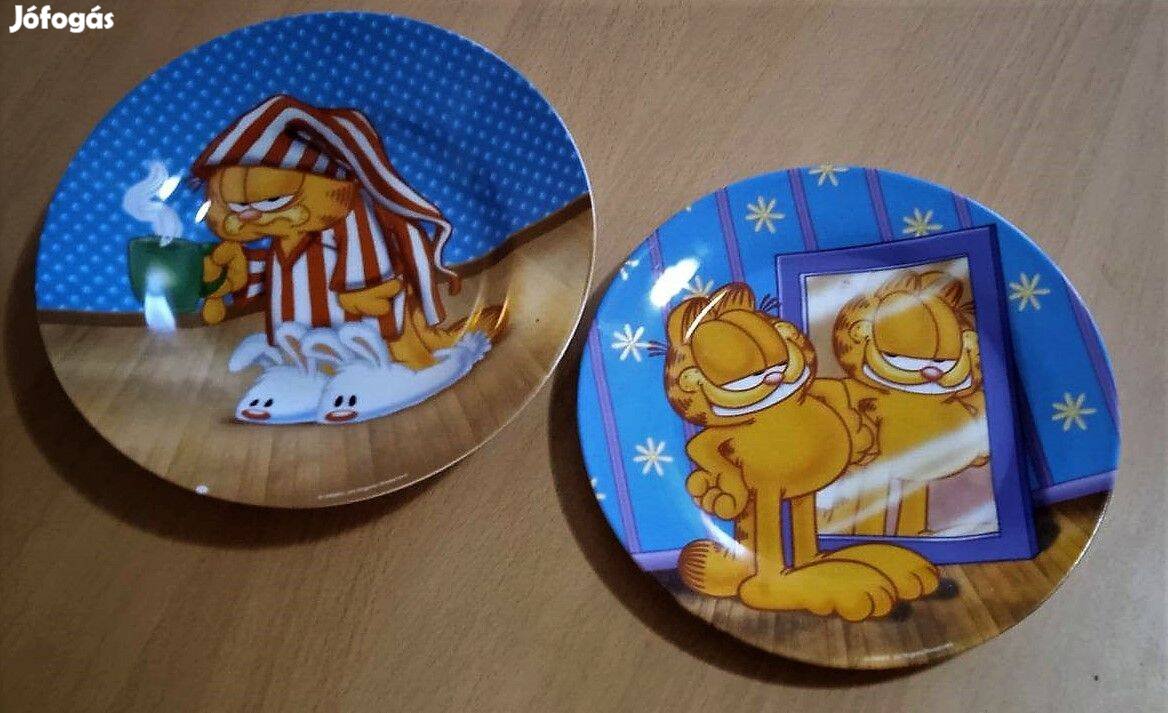 2 db-os Garfield porcelán tányér szett, 1 lapos + 1 mély