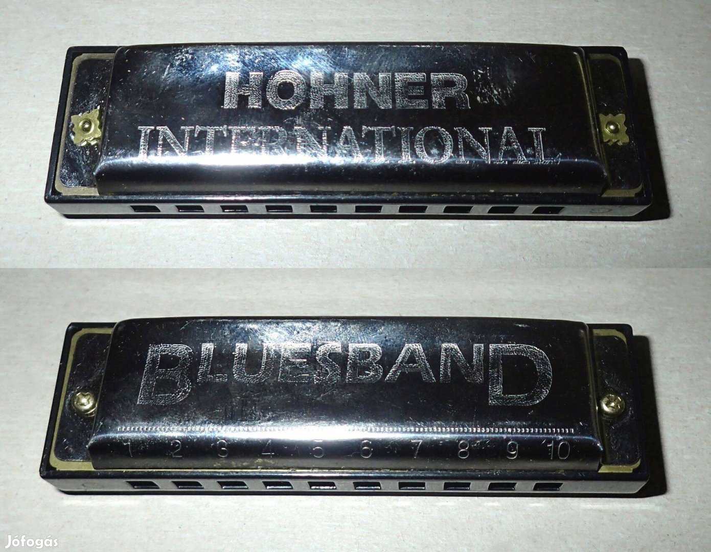 2 db régi retró Hohner International Bluesband szájharmonika hangszer