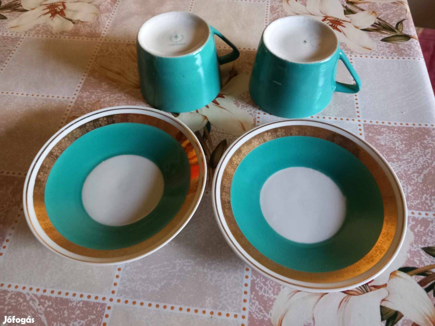 2 db retró Hollóházi kávés csésze kistányérok