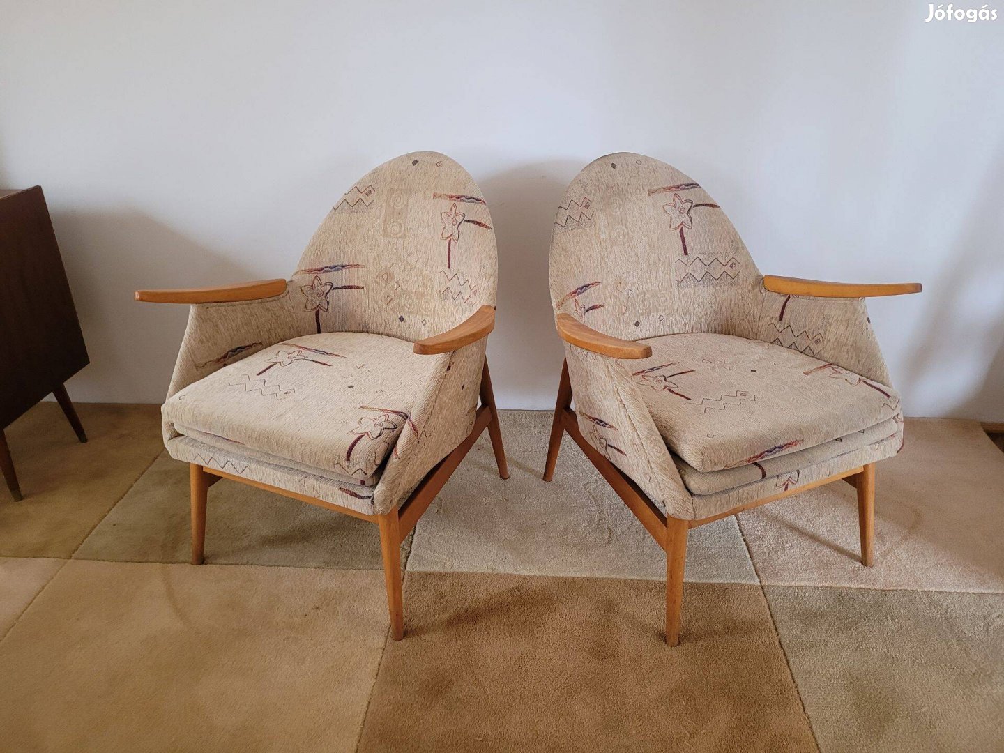 2 db retro fakarfás fotel mid century fotelpár