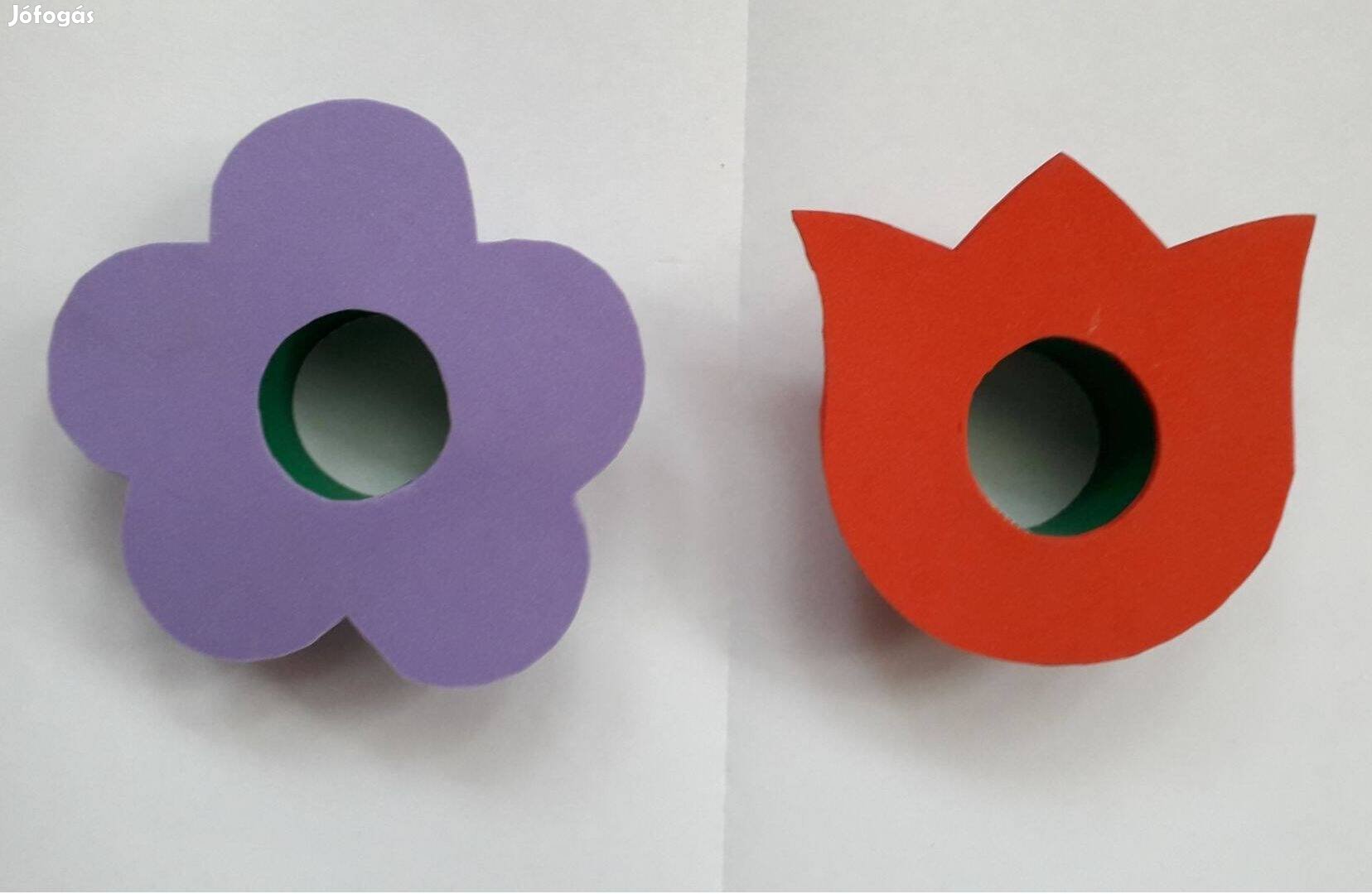 2 db színes dekorgumi+papír virág dekoráció 10-12 cm