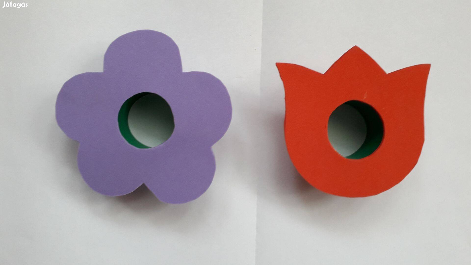 2 db színes dekorgumi+papír virág dekoráció 10-12 cm