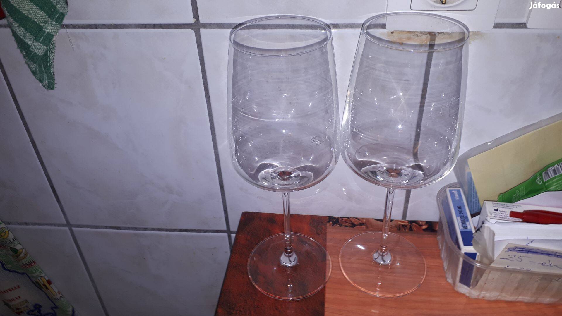 2 db talpas üveg borospohár - 3 dl