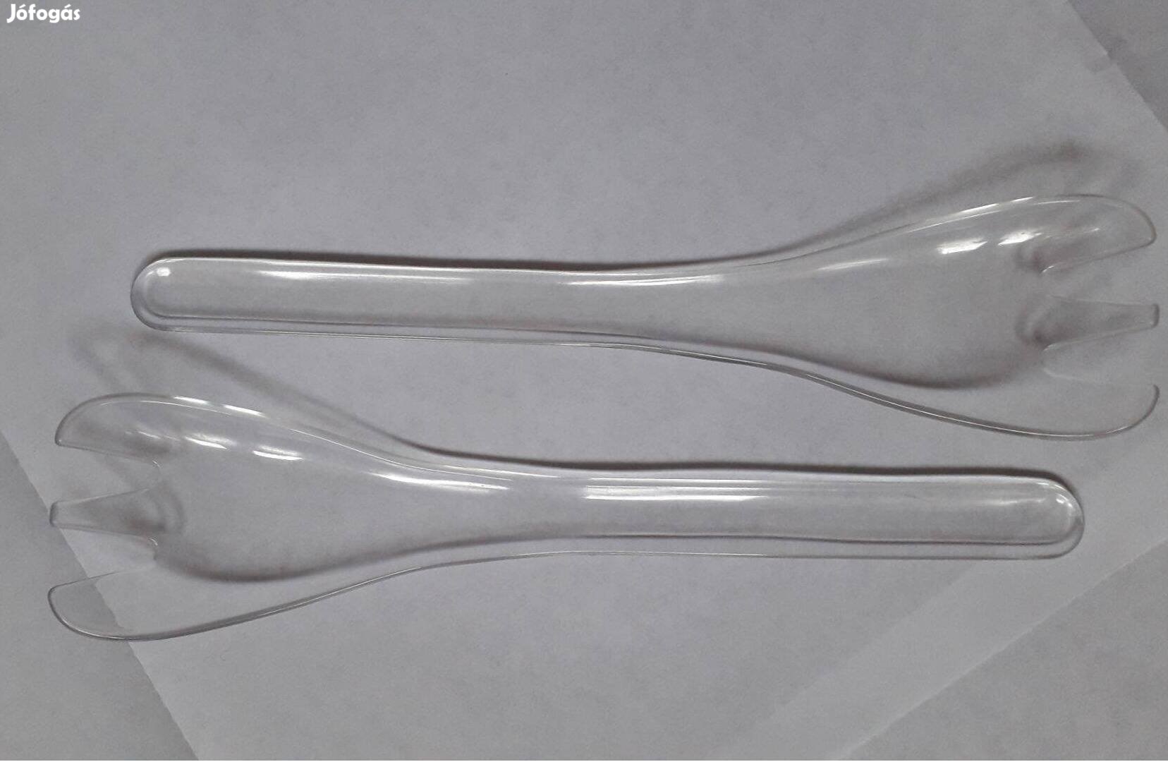 2 db új fehér műanyag kiszedő szervírozó kanál villa 26 cm