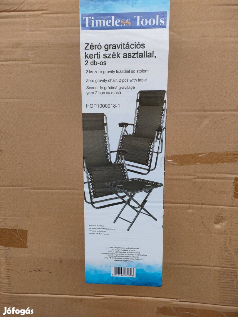 2 db zéró gravitáció kerti szék asztallal