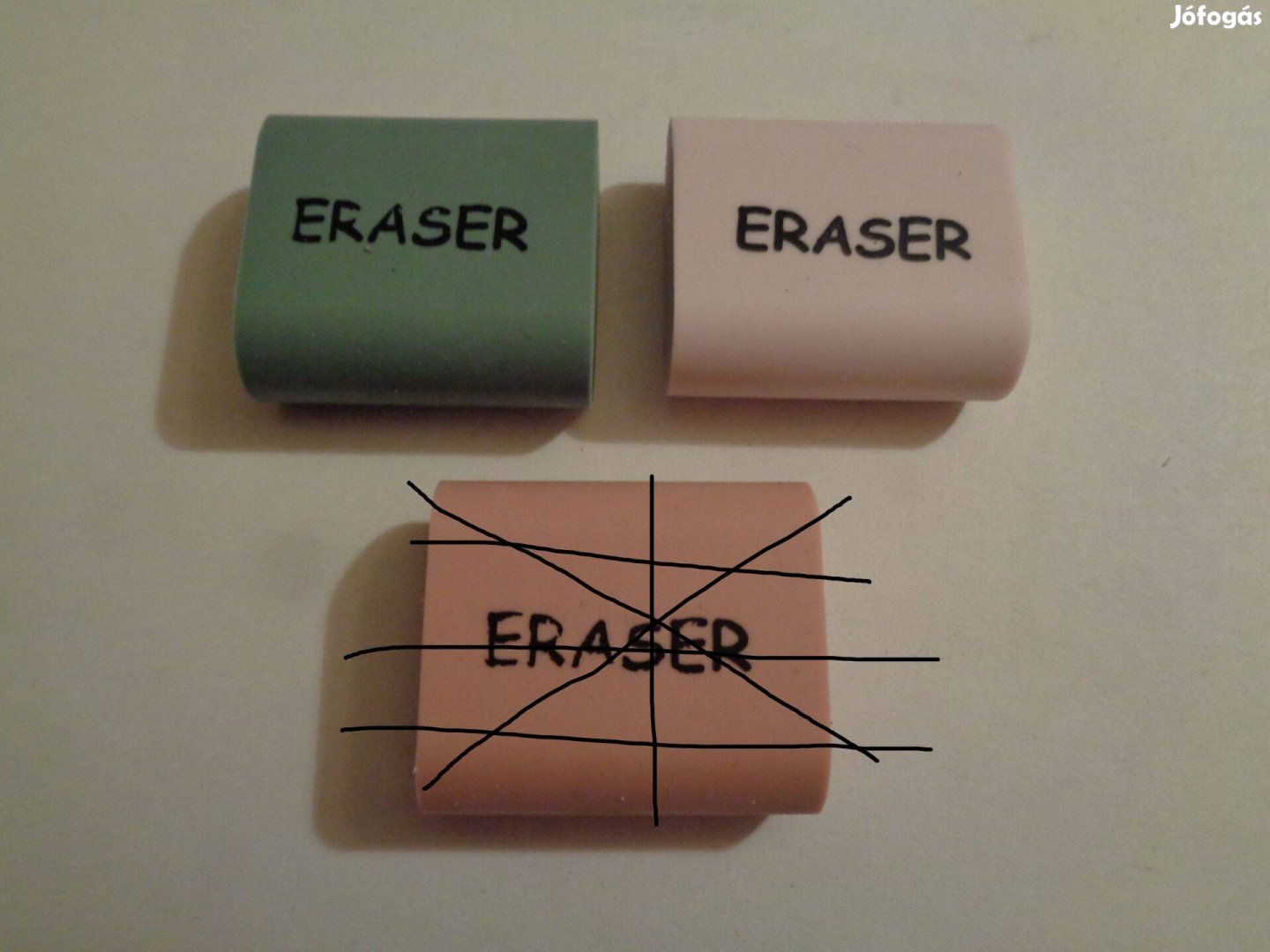 2 féle radír, Eraser felirattal, 100ft/db