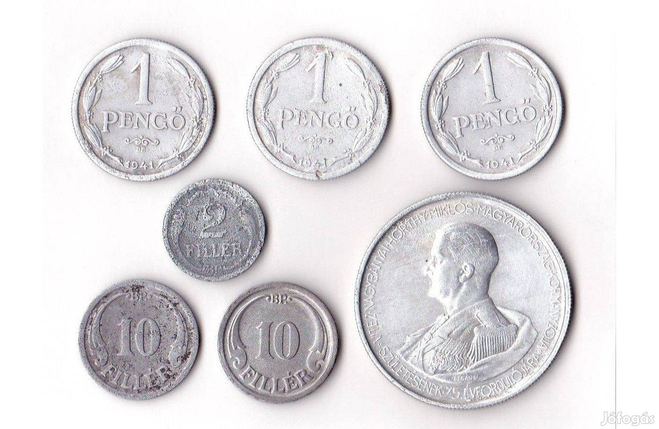 2 fillér 10 fillér 1 pengő 5 pengő 1940-1944 egyben